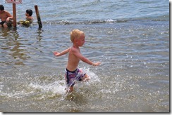 Joni running in sea