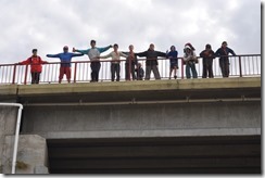 kids on a bridge