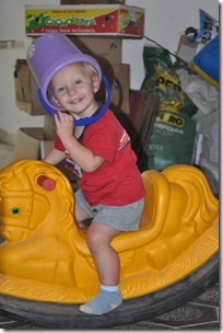 Danny with a bucket on his head