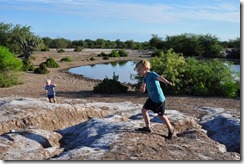 playing on the rocks