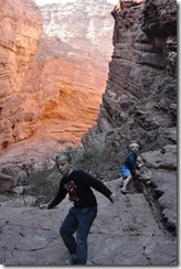 climbing on rocks