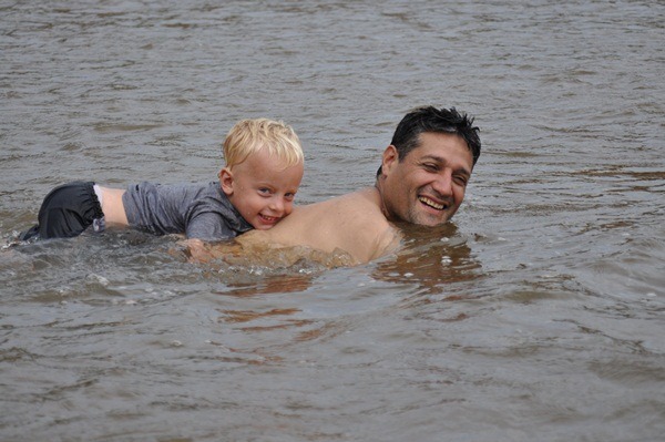 Joni and Sergio in river