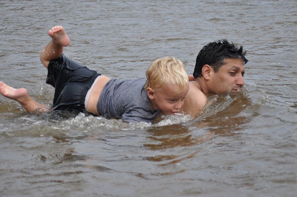 Joni and Sergio in river