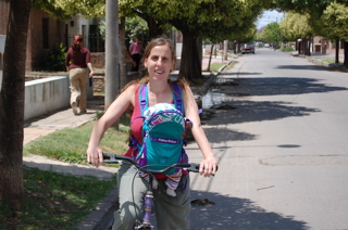 Hazel and Joni on bike