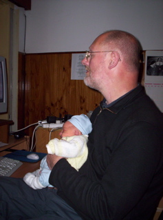 Jonathan with Martin on the computer