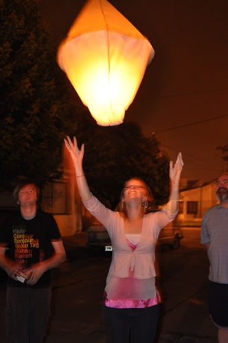 setting off tissue paper lantern