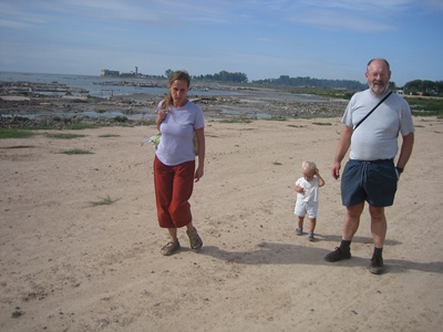 walking along the shore