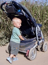 Joni pushing his chair