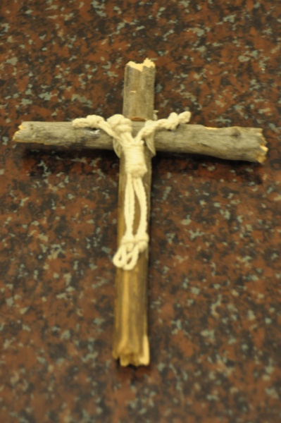 wood and macramé crucifix